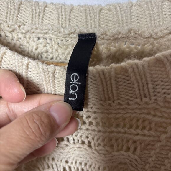 Womens S casual open Knit Tan Sweater Boho Hippie - Picture 5 of 8